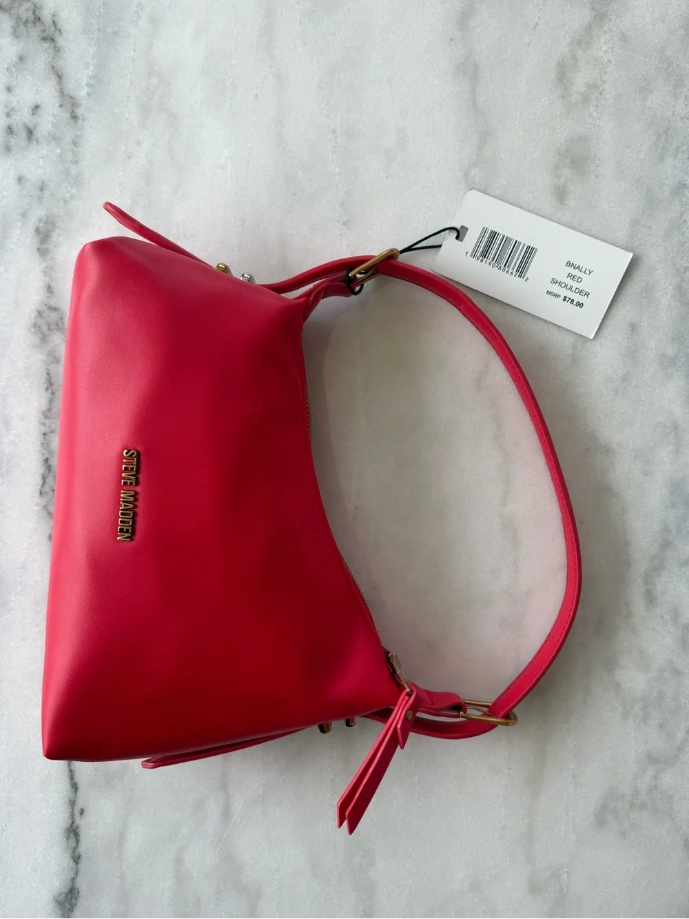 Steve Madden NWT Nally Asymmetrical Shoulder Bag Pebbled Tassel Logo